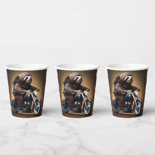 Vasos De Papel Rebel Sloth: Motocicleta con cuero
