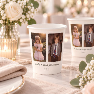 Vasos De Papel Recepción de Boda de Foto de la Infancia Fiesta de