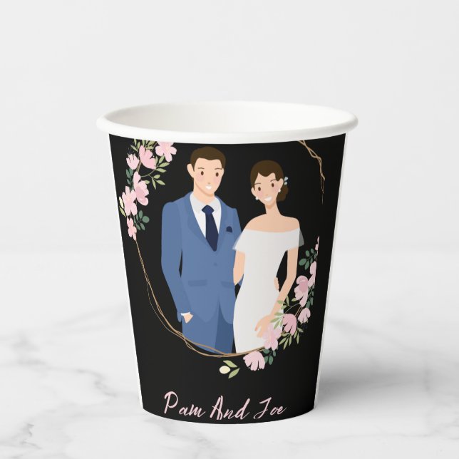 Vasos De Papel recepción de boda de tazas de personalizable (Anverso)