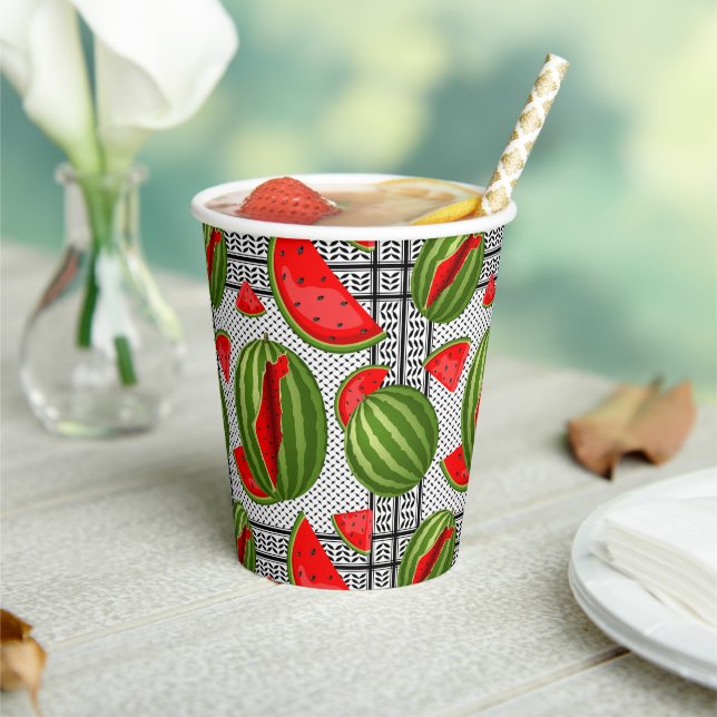 Vasos De Papel Recorte de mapa de la sandía en Palestina (in situ)