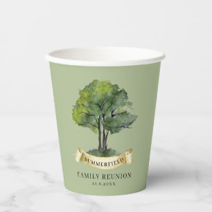 Vasos De Papel Recuerdo de Árbol de Reunión Familiar Personalizad