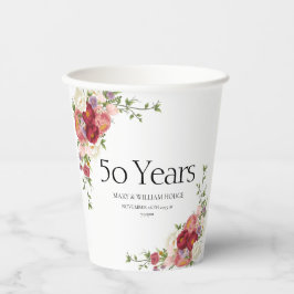 Vasos De Papel "Recuerdos de oro: Celebrando 50 años de amor"