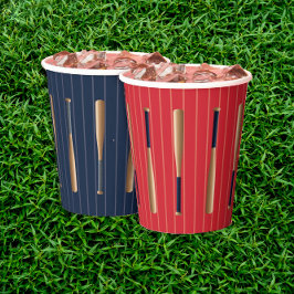 Vasos De Papel Red and Blue Baseball Birthday