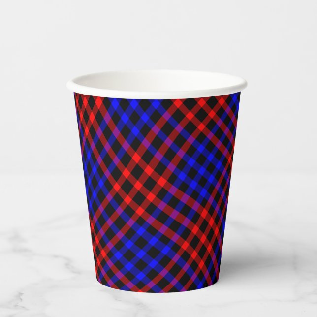 Vasos De Papel Red Blue Plaid Checker Seamless Pattern (Anverso)