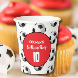 Vasos De Papel Red Boy Soccer Birthday Party