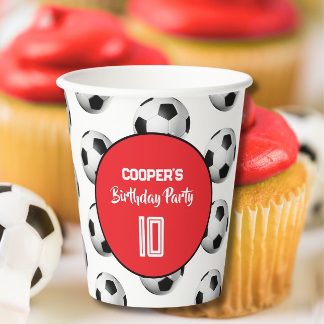 Vasos De Papel Red Boy Soccer Birthday Party (Subido por el creador)
