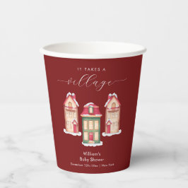 Vasos De Papel Red Cute Snow Gingerbread Village Baby Shower 