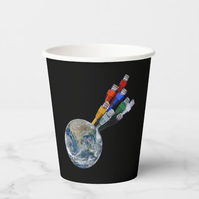 Vasos De Papel Red Ethernet conectada a la Tierra (Anverso)