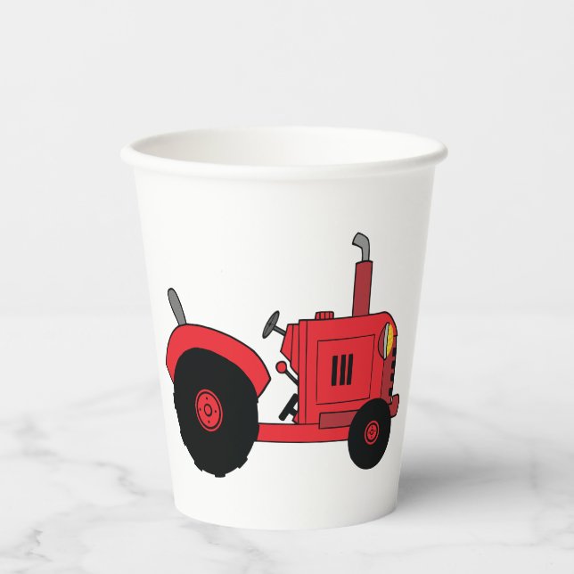Vasos De Papel Red Farm Tractor Vehicle (Anverso)