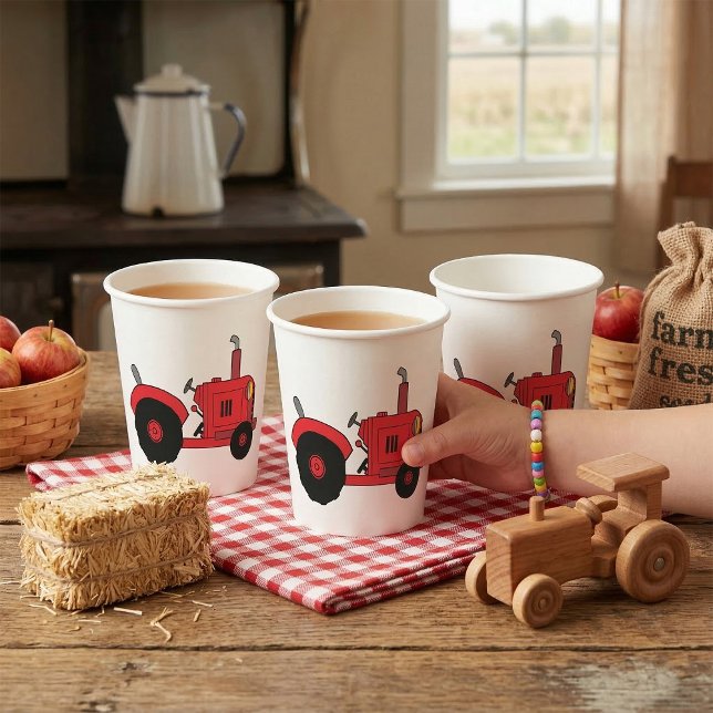 Vasos De Papel Red Farm Tractor Vehicle (Subido por el creador)
