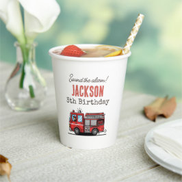 Vasos De Papel Red Fire Truck Party Décor | Custom Kids Birthday