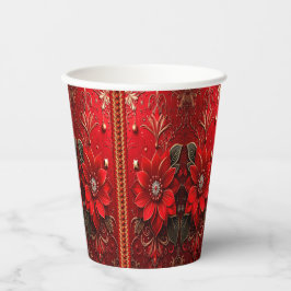 Vasos De Papel Red Flower Holiday Paper Cups