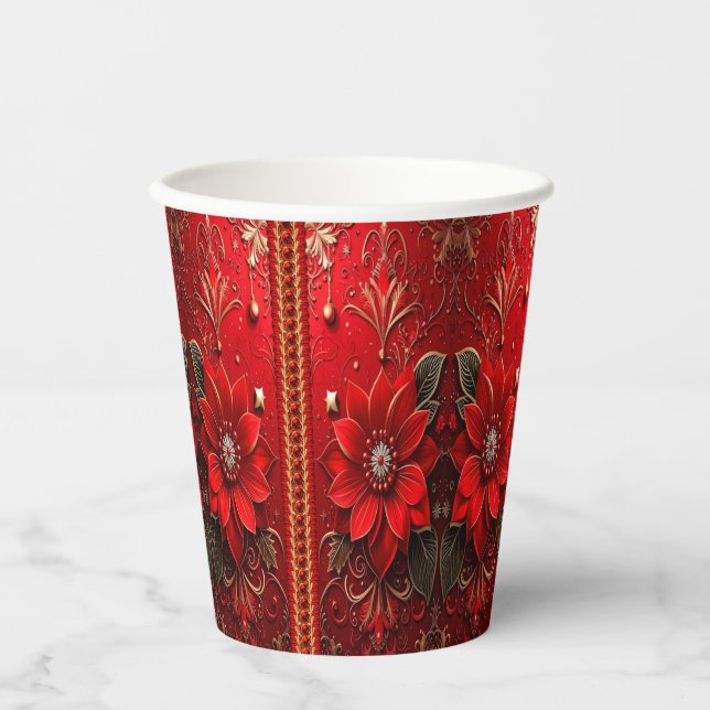 Vasos De Papel Red Flower Holiday Paper Cups (Anverso)