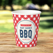 Red Gingham y Blue Baby Shower BBQ