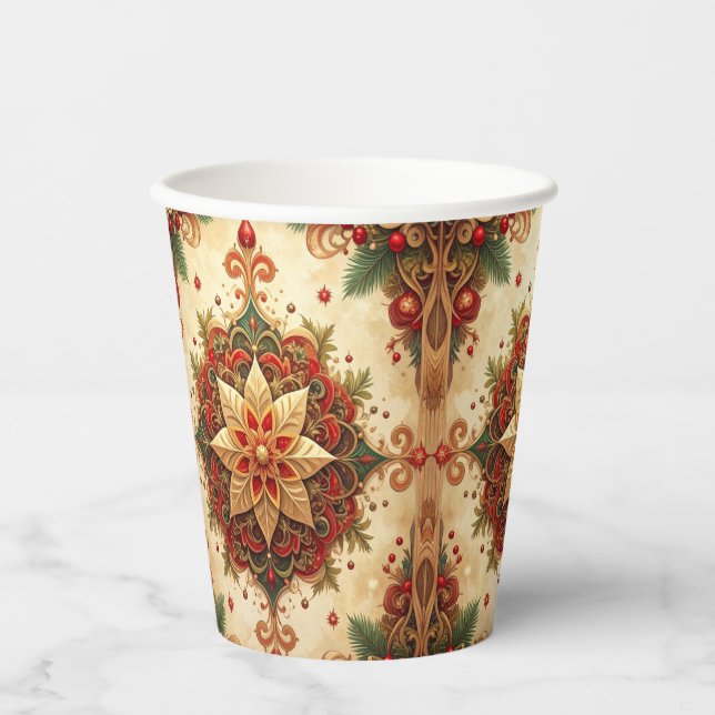 Vasos De Papel Red Green Decorative Holiday Paper Cups (Anverso)