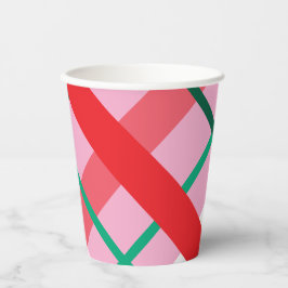 Vasos De Papel Red Green Pink Christmas Plaid Paper cup