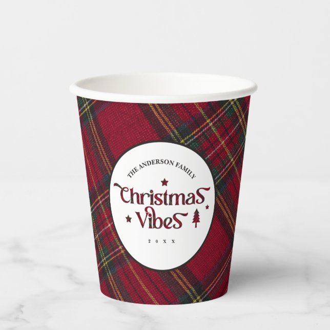 Vasos De Papel Red & Green Tartan Wonderland: Vibes de Navidades (Anverso)