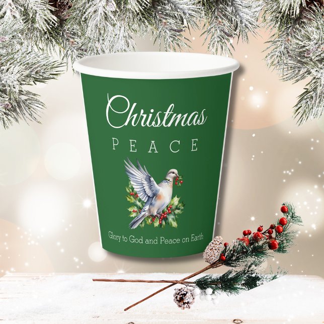 Vasos De Papel Red Green White Peace Dove Christian Christmas (Subido por el creador)