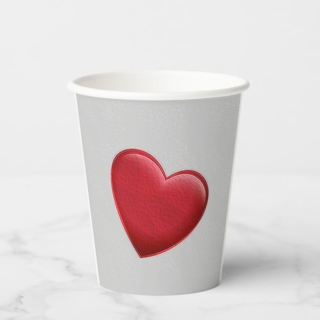 Vasos De Papel Red Heart Gray Trendy Love Boda (Anverso)
