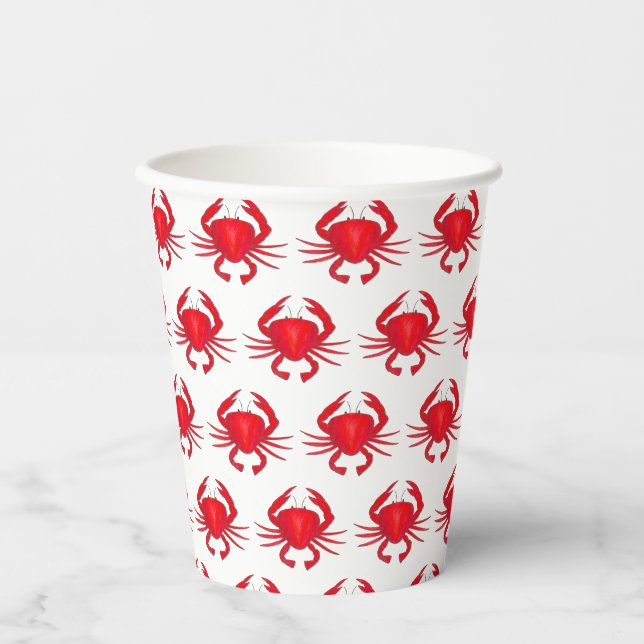 Vasos De Papel Red Maryland Hard Shell Crab Beach Ocean Sea (Anverso)