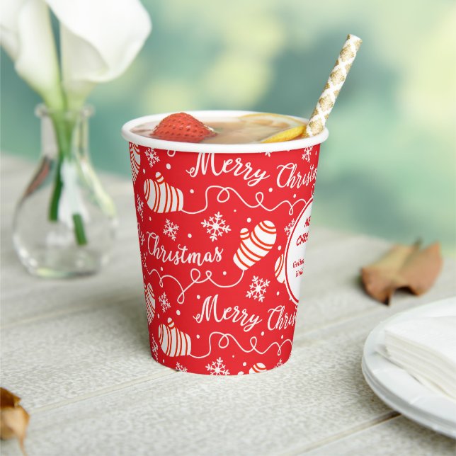 Vasos De Papel Red Merry Christmas Mitts Paper Cups (in situ)