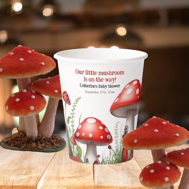 Vasos De Papel Red Mushroom Fungi Woodland Baby Shower (Subido por el creador)