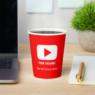 Vasos De Papel Red Personalizado de nombre de canal de Youtube