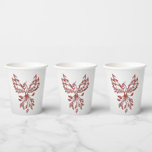 Vasos De Papel Red Phoenix Rises Silver