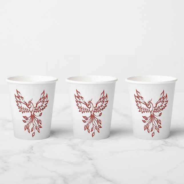 Vasos De Papel Red Phoenix Rises Silver (Multi)
