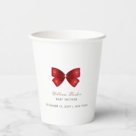 Vasos De Papel Red Simple Watercolor Bow Baby Shower