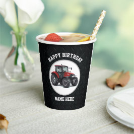 Vasos De Papel Red Tractor Farming Happy Birday Name Equipment