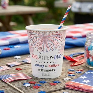 Vasos De Papel Red, White & Due! 4 de Julio Baby Shower
