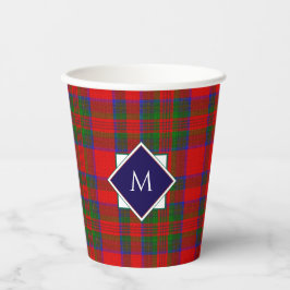 Vasos De Papel Red Wool Plaid Tartan with Central Monogram Badge