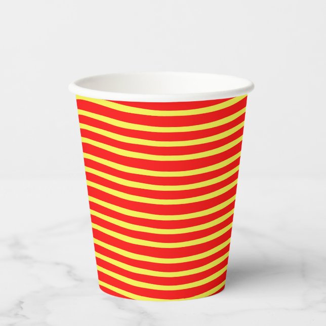 Vasos De Papel Red Yellow Stripes Seamless Pattern (Anverso)