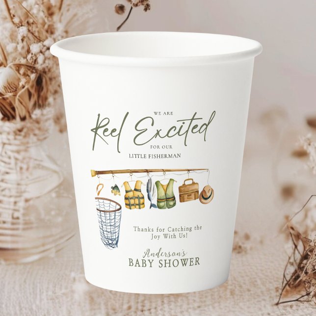 Vasos De Papel Reel Excited Fishing Baby Boy Shower Party (Subido por el creador)