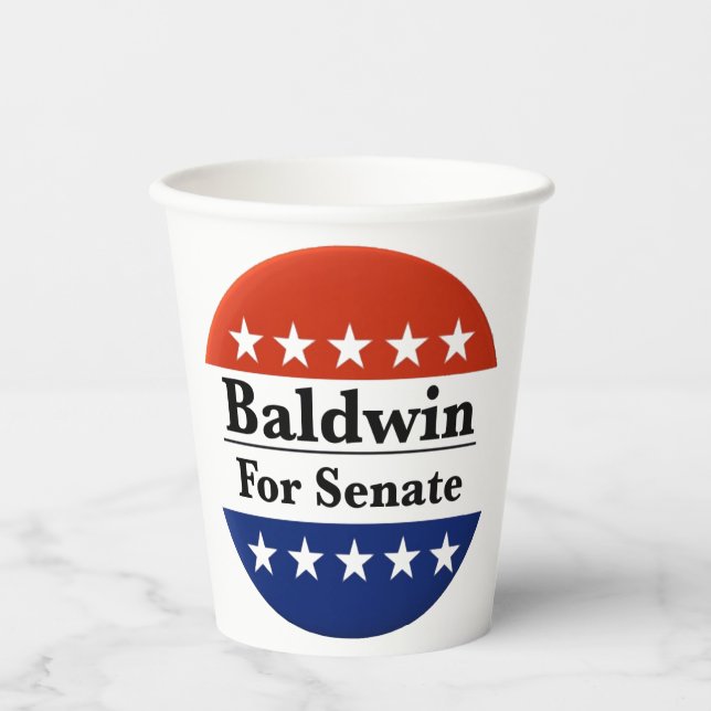 Vasos De Papel Reelegir a Tammy Baldwin al Senado de Estados Unid (Anverso)