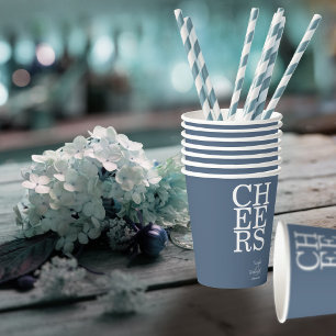 Vasos De Papel Reflections Wedding Cheers Dusty Blue ID774
