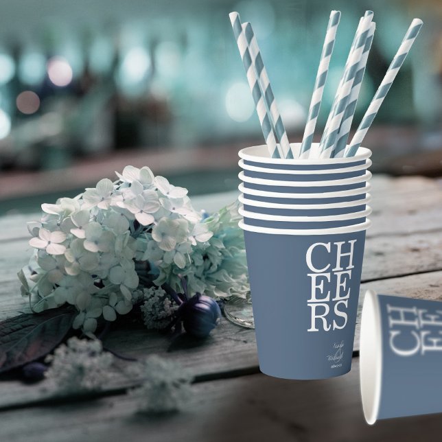 Vasos De Papel Reflections Wedding Cheers Dusty Blue ID774 (Subido por el creador)