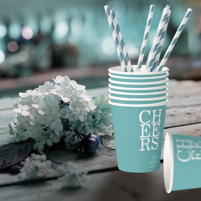 Vasos De Papel Reflections Wedding Cheers Teal ID774 (Subido por el creador)