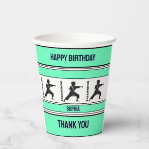 Vasos De Papel Regalo de cumpleaños de Taekwondo, Chica de taekwo