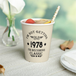 Vasos De Papel Regalo de cumpleaños vintage personalizado negro