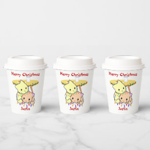 Vasos De Papel Regalo de navidades de gato, nombre personalizado