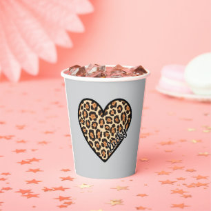 Vasos De Papel Regalo del El día de San Valentín Cute Leopard Hea