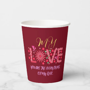 Vasos De Papel REGALO el día de San Valentín PARA NOVIA, ESPOSA,
