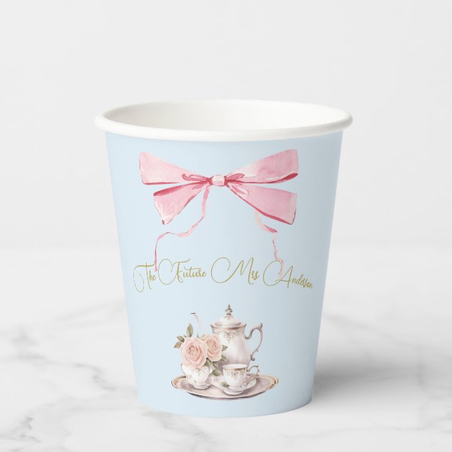 Vasos De Papel Regency Era Bridal Shower Ribbon Tea Fiesta (Anverso)