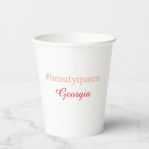 Vasos De Papel Reina de la belleza etiqueta rojo claro agregar no
