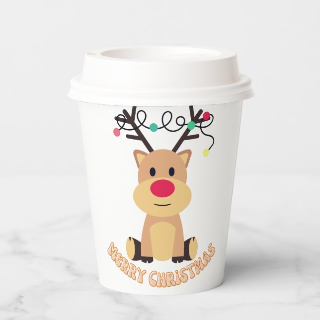 Vasos De Papel Reindeer Christmas (Reverso )
