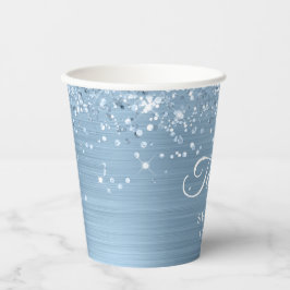 Vasos De Papel Relieve metalizado azul claro Purpurinoso dulce 16