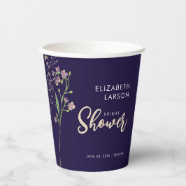 Vasos De Papel Relieve metalizado dorado acuarela Flor silvestre