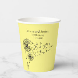Vasos De Papel Reloj Dandelion personalizado con mariposas